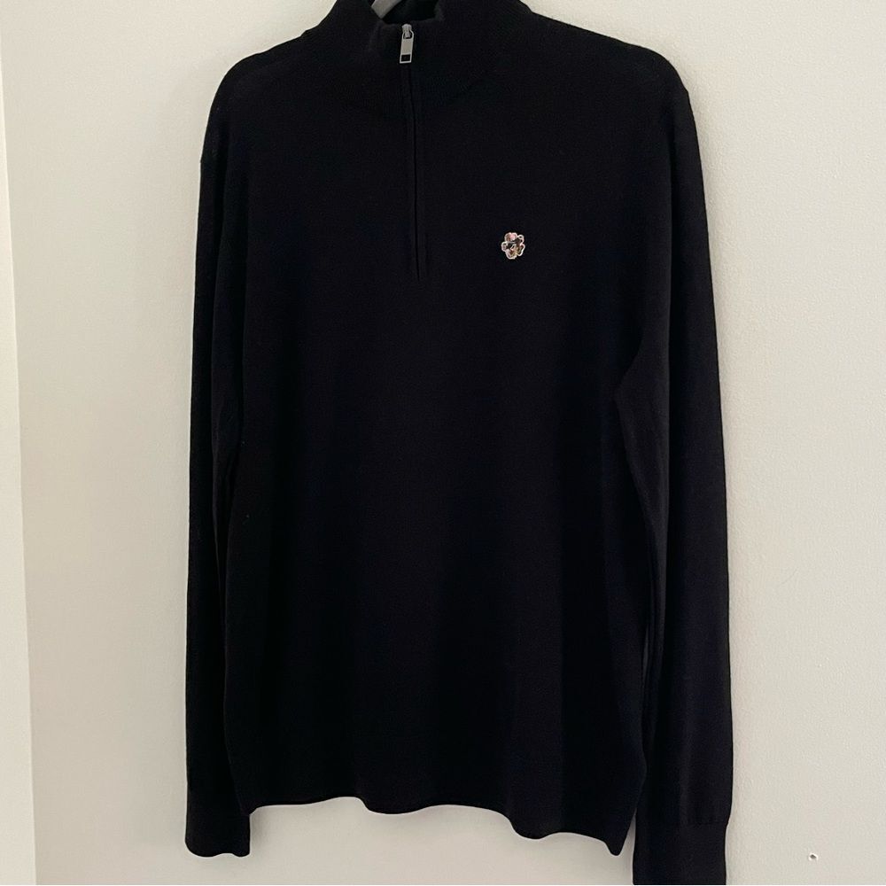Ted Baker Merino Wool quarter-Zip XL Black Grey Preppy Luxury Sweater NWT size 5 - Picture 4 of 12